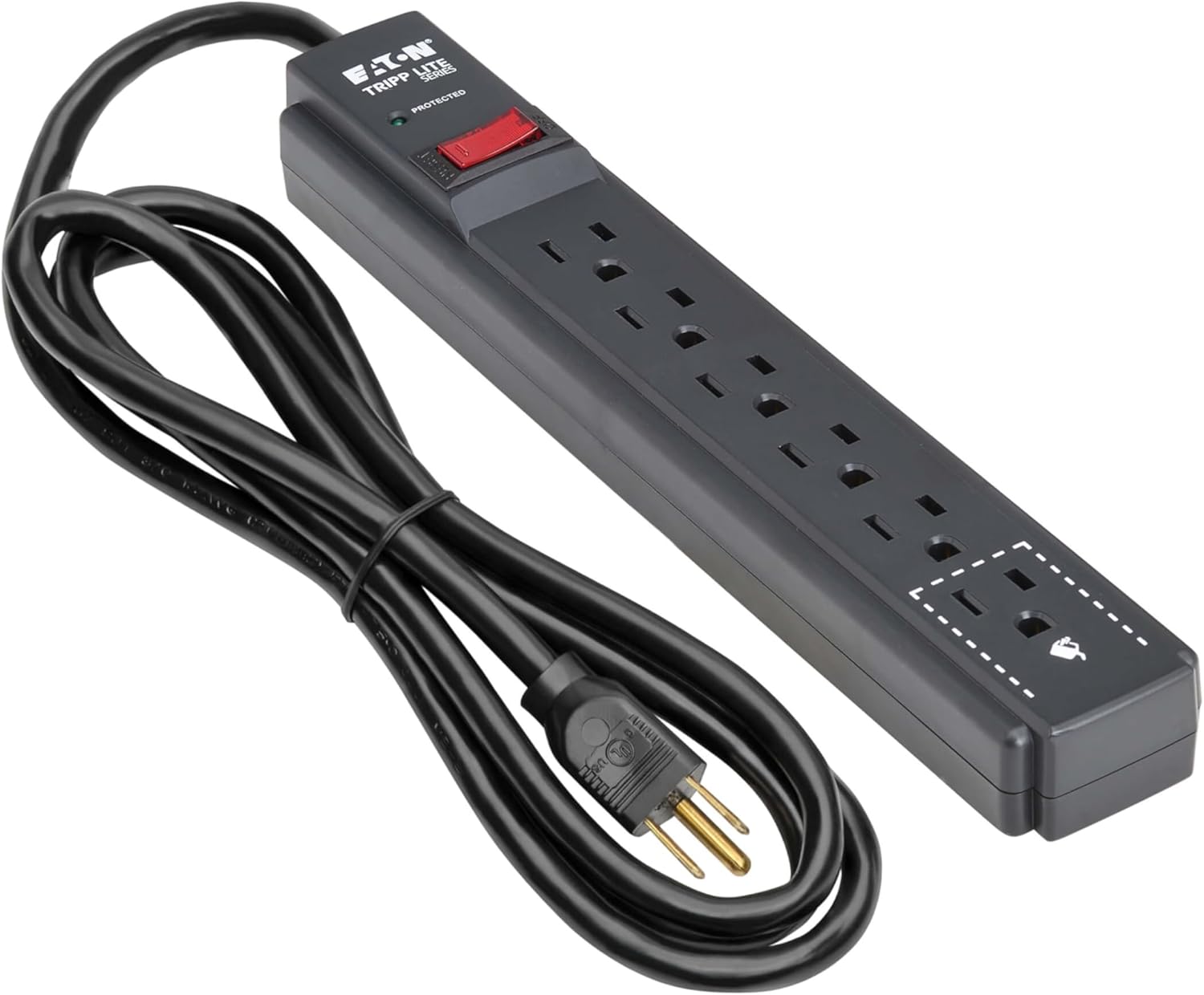 Eaton Tripp Lite Series 6-Outlet Surge Protector Power Strip, 3ft Extension Cord, 600 Joules, 15A Circuit Breaker, Black