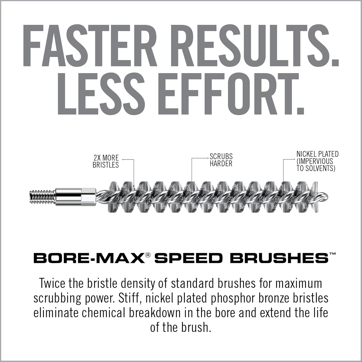 Real Avid Bore-Max Bore Brush, Nickel-Plated Bronze Barrel Brush with Stainless Steel Handle