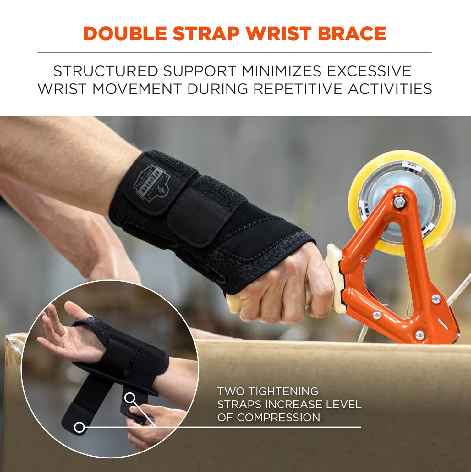 ERGODYNE ProFlex 4015 Wrist Brace Support with Open Center Semi-Rigid Palm Stay