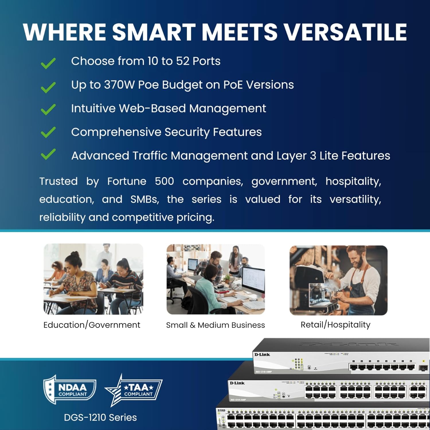 D-Link DGS-1210 Series Gigabit Smart Managed PoE+ Switches