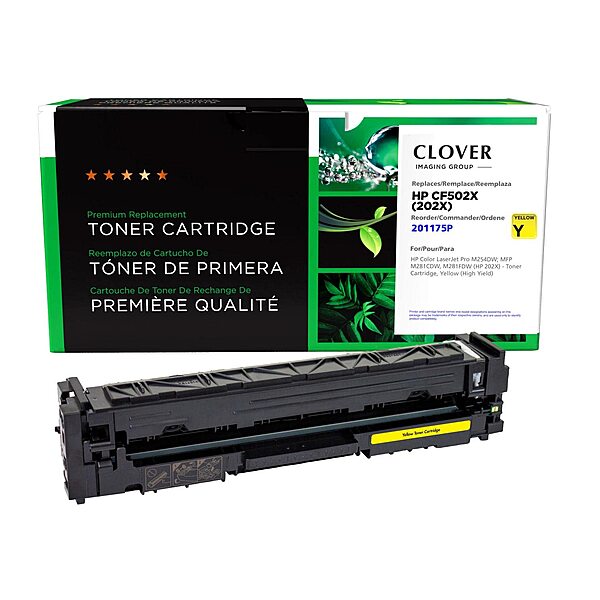 Clover Remanufactured High Yield Toner Cartridge Replacement for HP 202X (CF502X) | Yellow