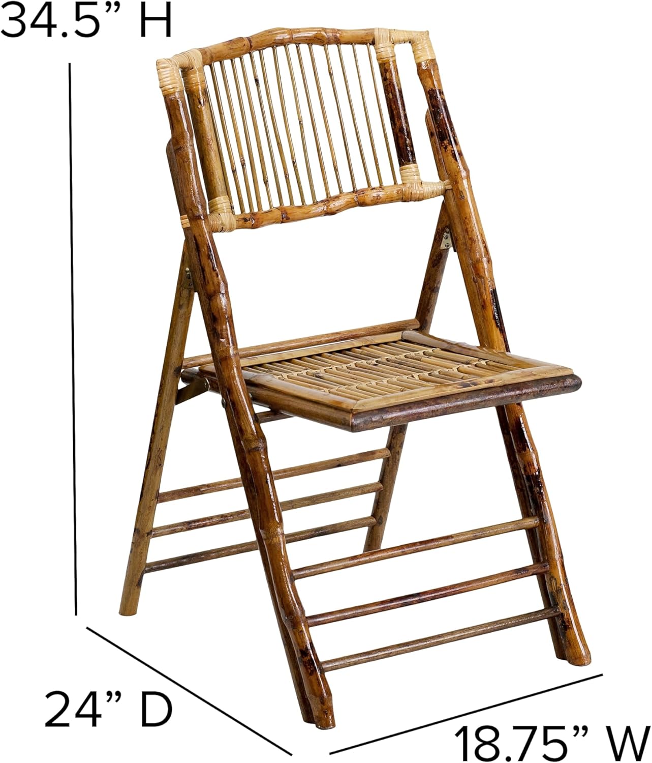 Flash Furniture Folding Bohemian Bamboo Chairs with Curved Backs, Modern Bamboo Folding Dining Chairs