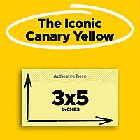 Post-it Notes, 3 in x 5 in, 12 Sticky Notes Pads, 100 Sheets per Pad, Canary Yellow, The Original Post-it Note