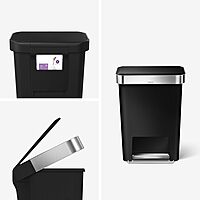 simplehuman Step Trash Can with LidShox, Steel Pedal & Liner Rim