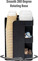 Mind Reader Cup Condiment Carousel, Countertop Organizer, Coffee Bar Accesories, Kitchen, Stirrers, 8" L x 8" W x 12" H, Black