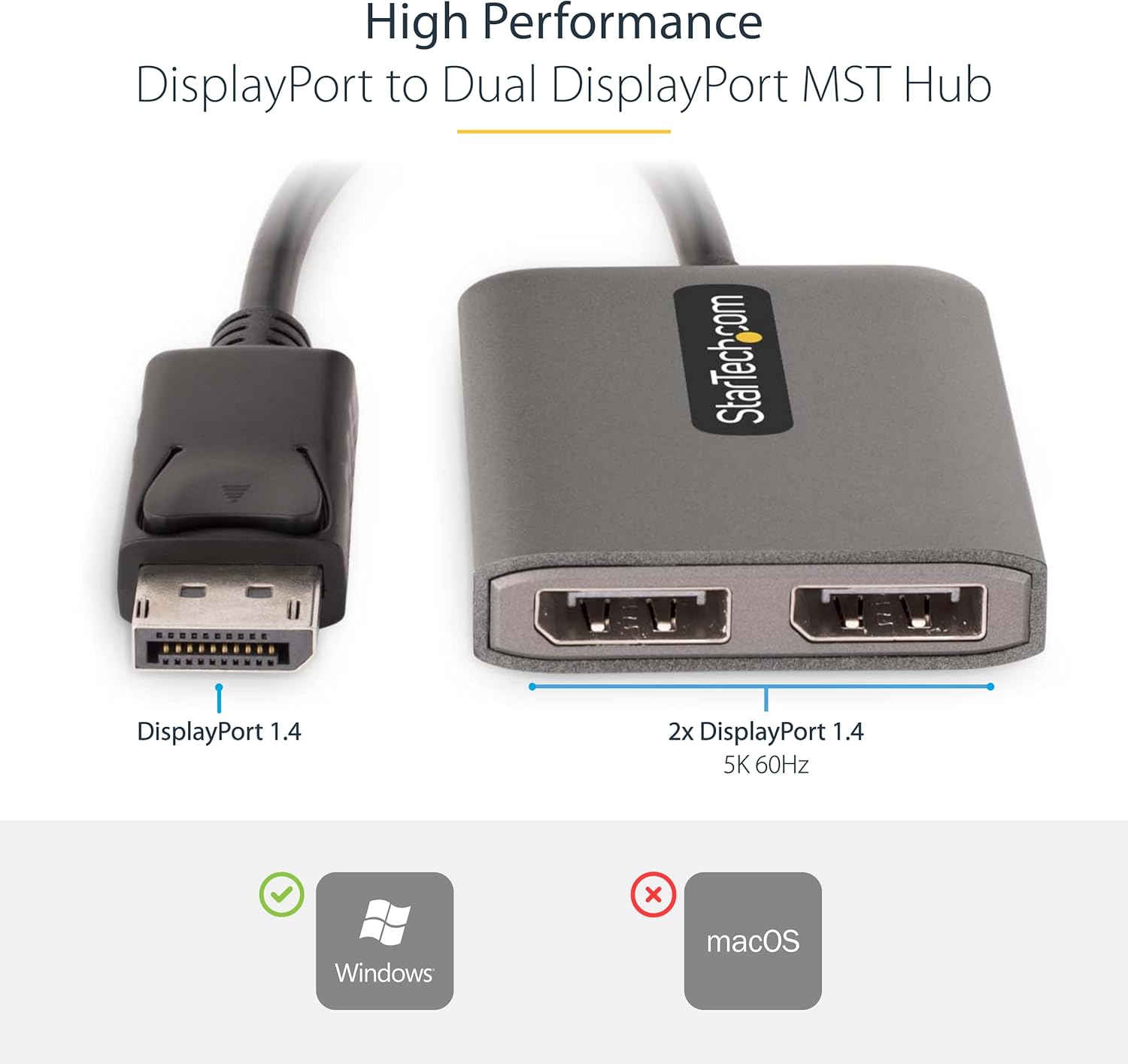 StarTech.com DisplayPort 1.4 MST Hub - Multi-Monitor DP Splitter