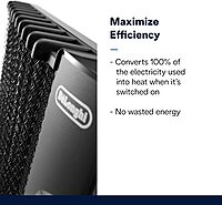 DeLonghi Mica Panel Space Heater, 1500W quiet electric space heater for indoor use, adjustable thermostat