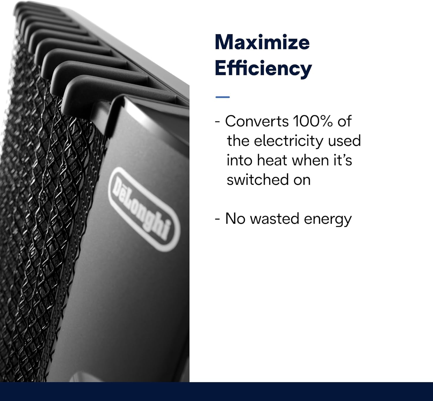 DeLonghi Mica Panel Space Heater, 1500W quiet electric space heater for indoor use, adjustable thermostat