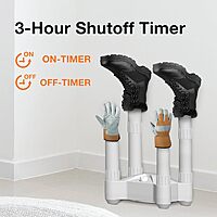 LifeSmart BD001 4 Post Fast Airflow, Timer, and 250W Convection Heater, Quick and Efficient Dryer for Work, Snow Boots, Canvas Shoes, Socks, and Gloves with Overheat Protection, Small, White