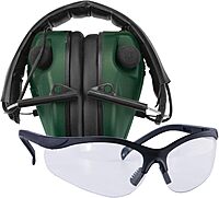Caldwell E-Max Low Profile Electronic 23 NRR Adjustable Earmuffs w/ Sound Amplification for Shooting Range with Glasses