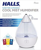 Crane x HALLS Droplet Ultrasonic Small Air Humidifiers for Bedroom and Office