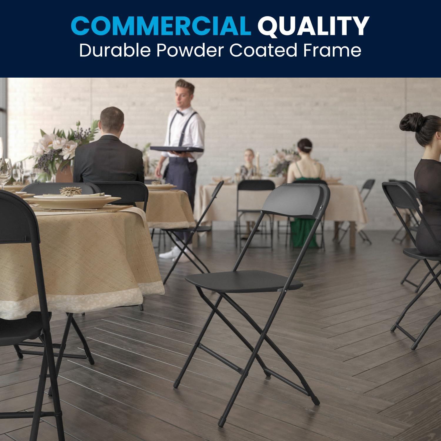 Flash Furniture Hercules Series Commercial-Grade Plastic Folding Chair - 650LB Weight Capacity
