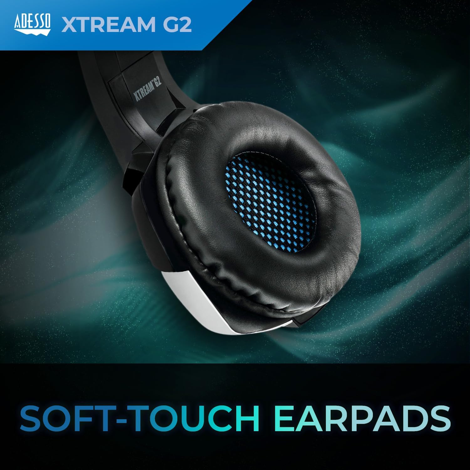 ADESSO Xtream Gaming Headset with 50 mm Drivers, Noise Cancelling Microphone and LED Lighting