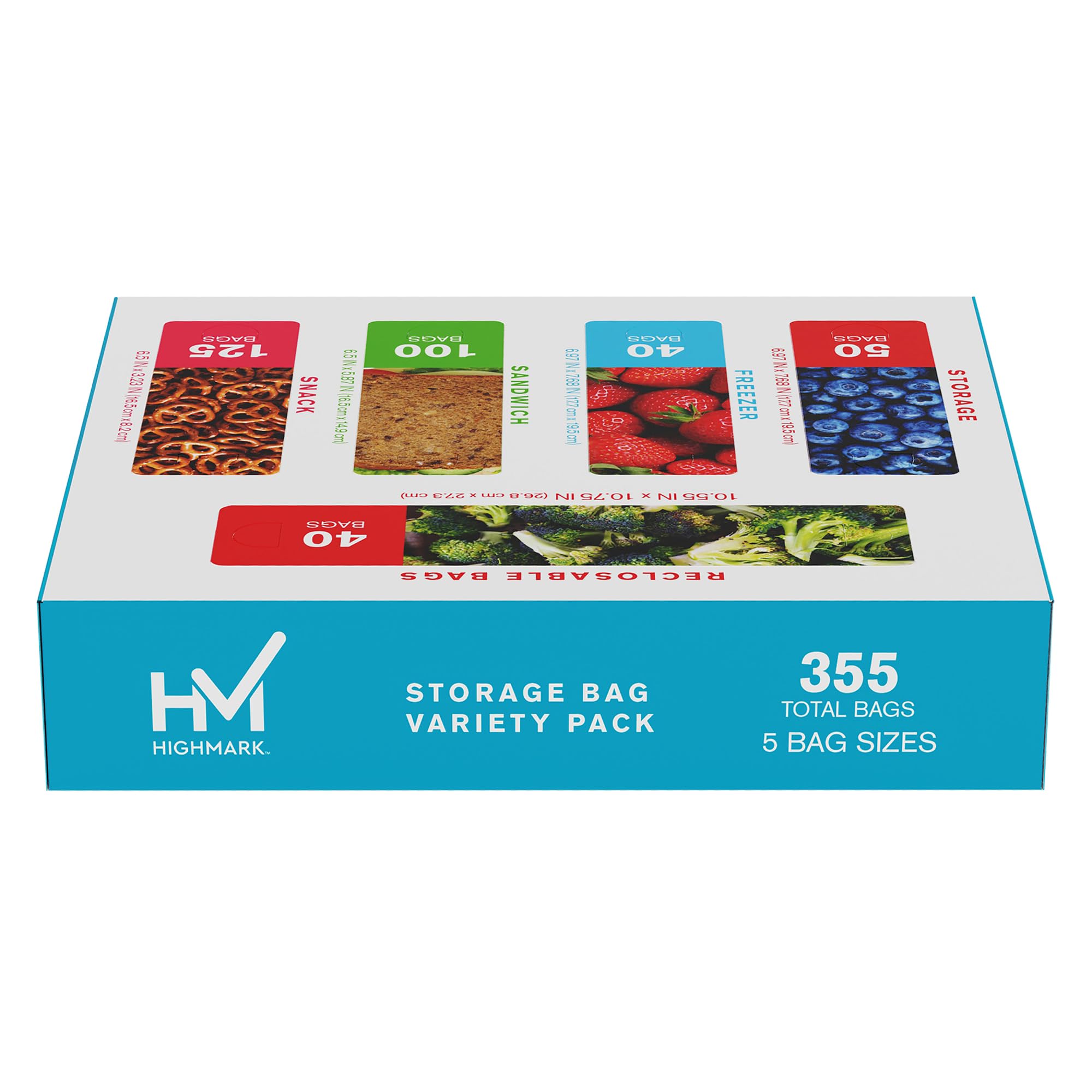 Highmark® Plastic Storage Bags, Variety Pack, Clear, Pack Of 355 Bags