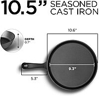COMMERCIAL CHEF Preseasoned Cast Iron Round Griddle Pan