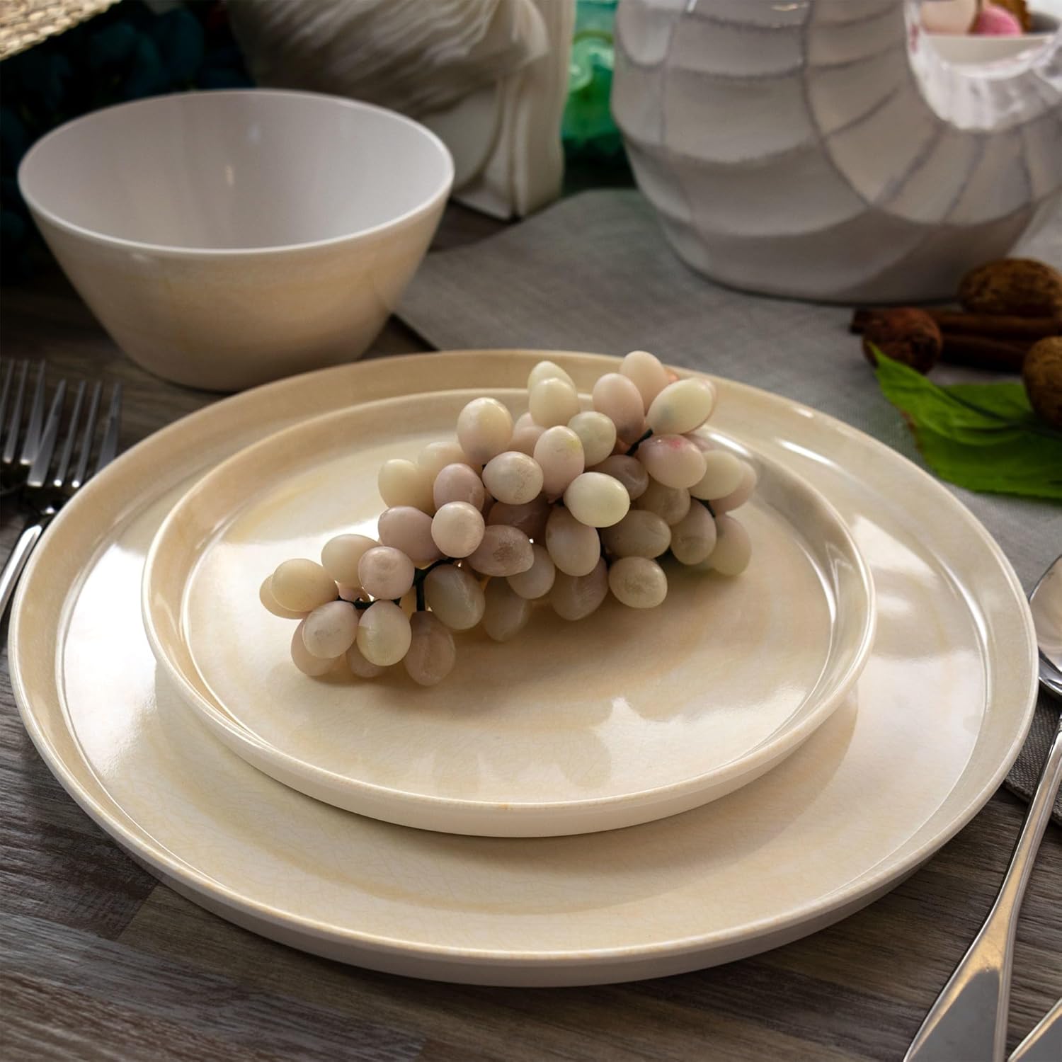 Elama 12-Piece Lightweight Melamine Dinnerware Set
