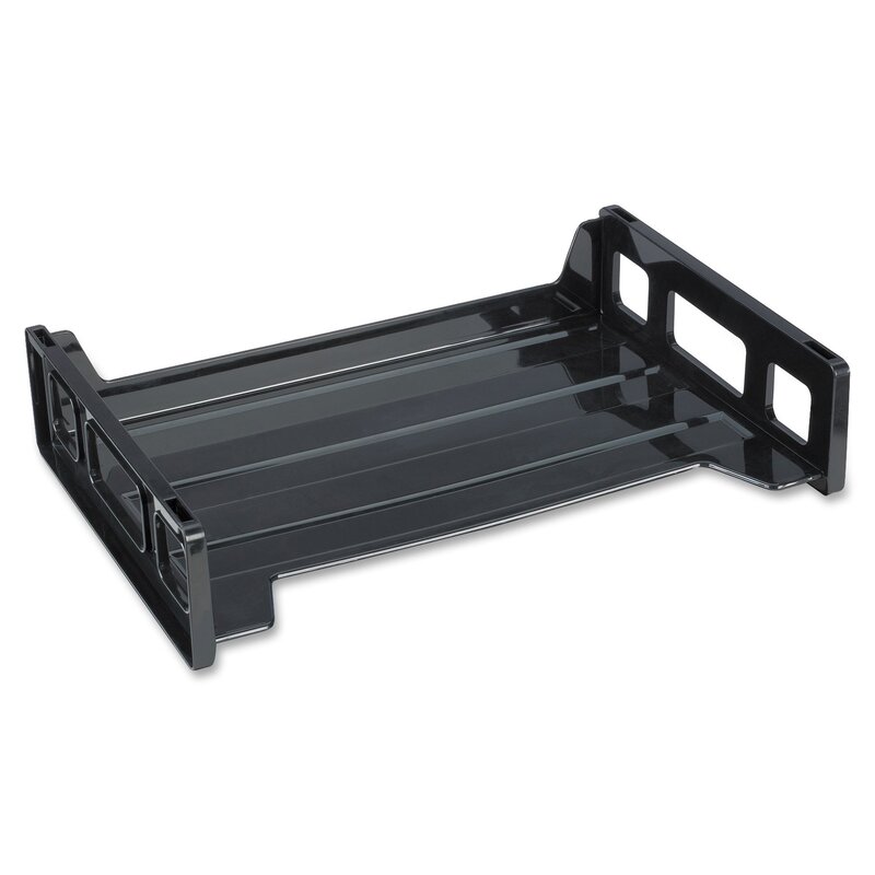 Business Source Side-loading Stackable Letter Trays - Desktop - Stackable - 20% Recycled - Black - 1 Each