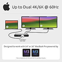 Kensington SD5700T Thunderbolt 4 Docking Station, Dual 4K, 90W PD - Window and Mac OS (K35175NA) Thunderbolt 4 Display: Dual USB C