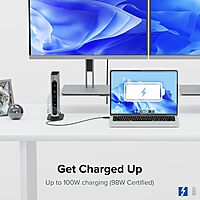 Plugable 16-in-1 Thunderbolt 4 Dock – Dual 4K Monitors for M4 MacBook Air/Pro, 100W Charging, 2X HDMI, 2X DisplayPort