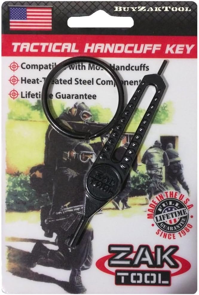 Zak Tool Super Flat Grip Universal Handcuff Key Solid Steel Black ZT25
