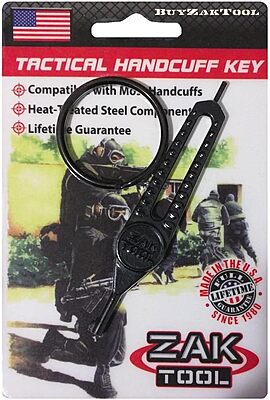 Zak Tool Super Flat Grip Universal Handcuff Key Solid Steel Black ZT25