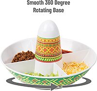 Mind Reader Taco Holders and Divided Serving Carousel Set, Taco Tuesday, Melamine, 12.5"L x 12.5"W x 8.25"H, 5 pcs, Multicolor