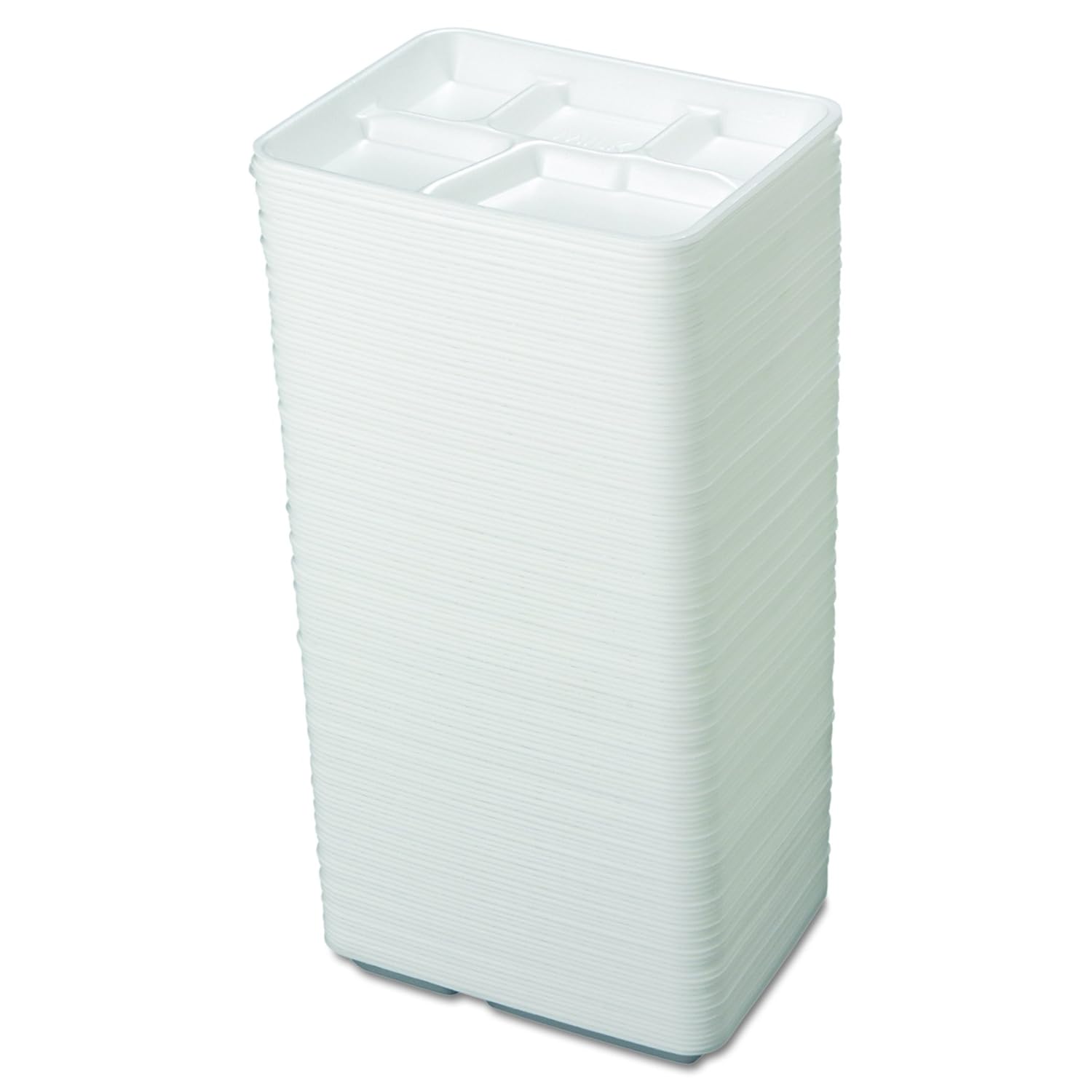 Genpak 10500 Foam School Trays, 5-Comp, 10 2/5 x 8 2/5 x 1 1/4, White (Case of 500)