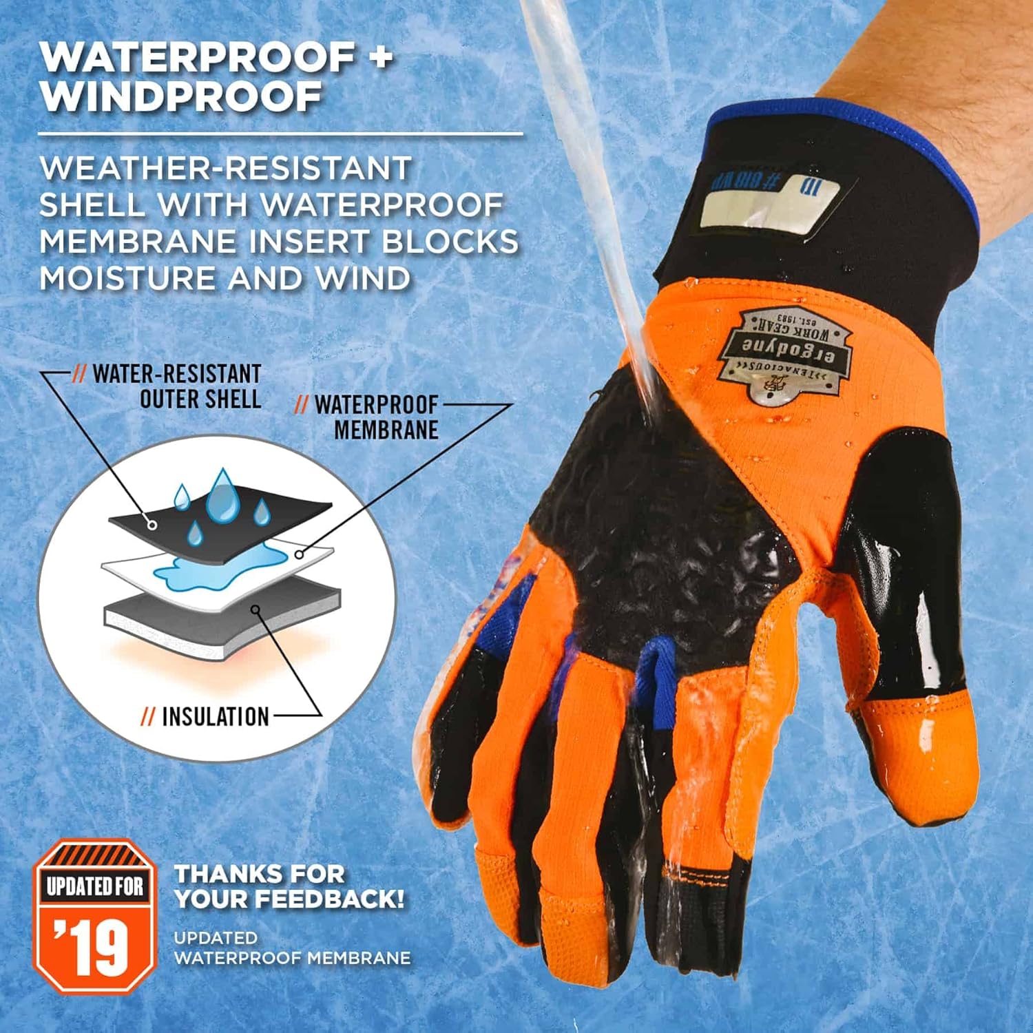 ERGODYNE ProFlex 818WP Thermal Waterproof Winter Work Gloves