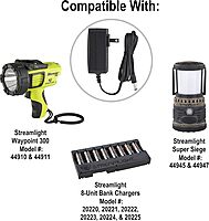 Streamlight 44909 120V AC Charger and Cord for use with Streamlight WayPoint 300 Spotlight Flashlights, Super Siege Lanterns