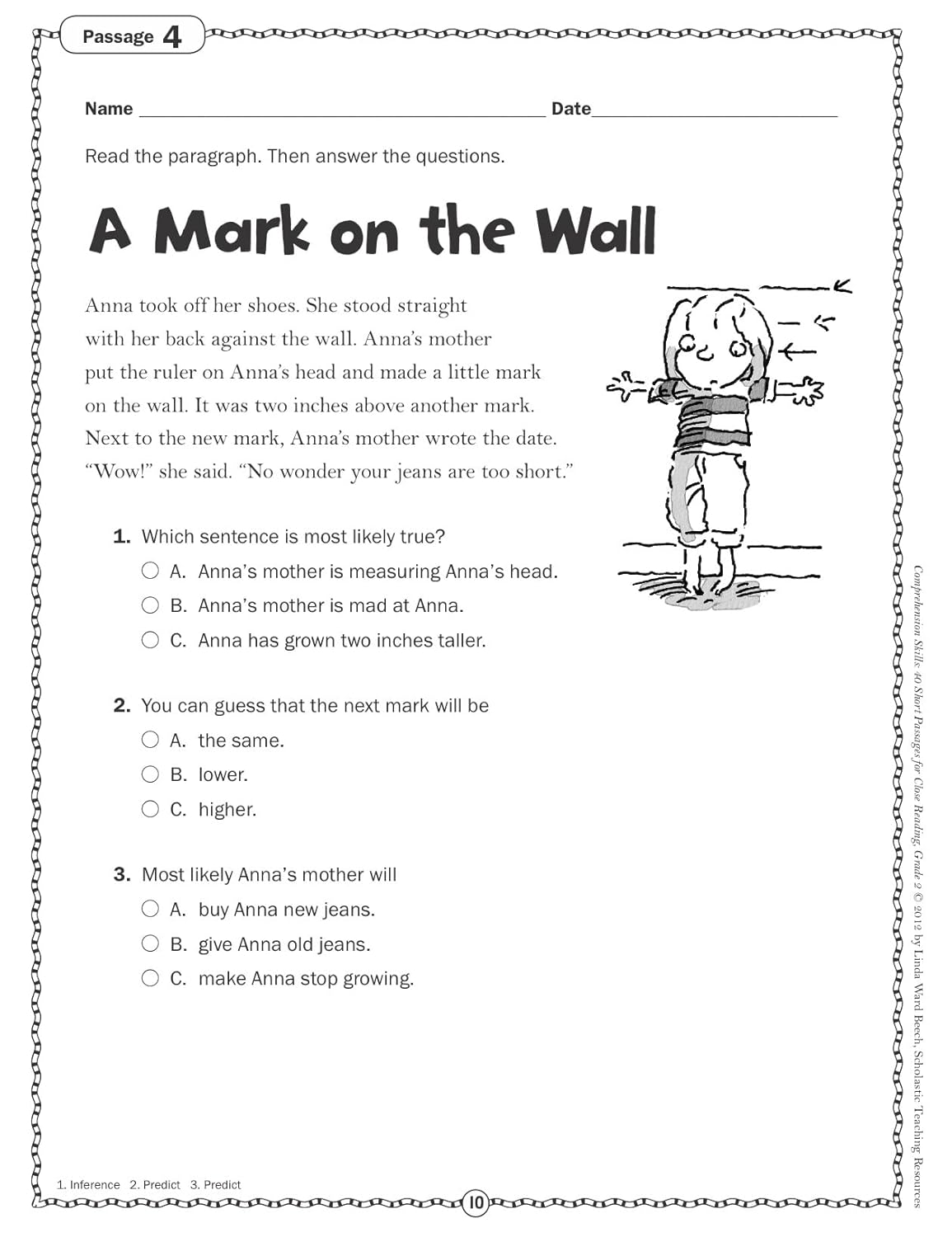 Comprehension Skills: 40 Short Passages for Close Reading: Grade 2