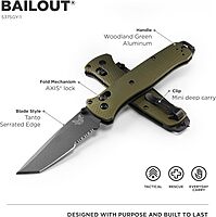 BENCHMADE Bailout 537 EDC/Tactical Knife, Tanto Blade, Aluminum Handle
