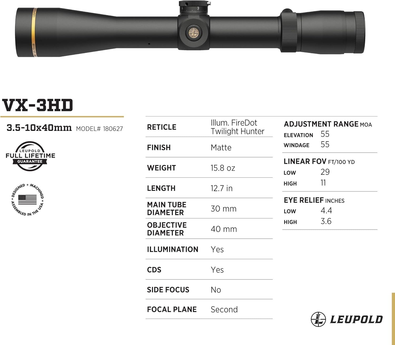 Leupold VX-3HD Riflescope with CDS-ZL ZeroLock Dial