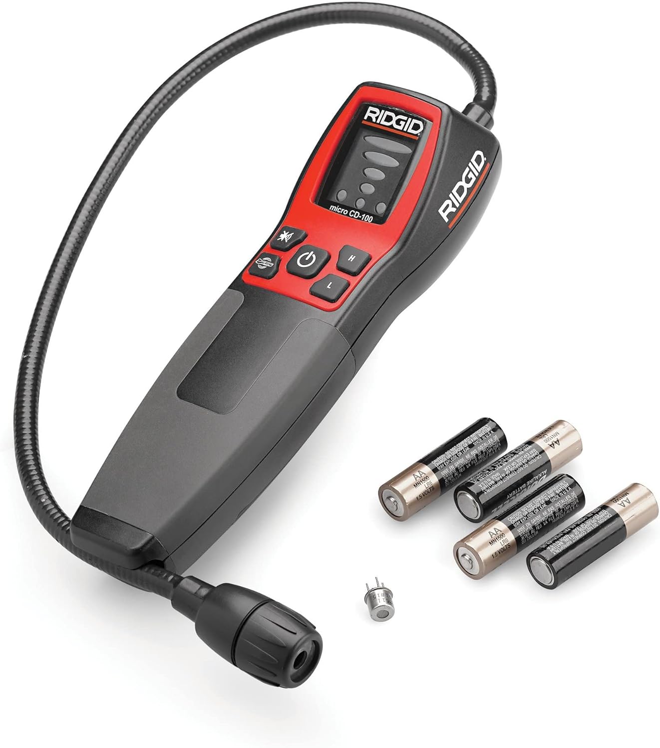 RIDGID 36163 CD-100 Micro Combustible Gas Handheld Diagnostic Detector with 16" Flexible Probe and Visual, Audible