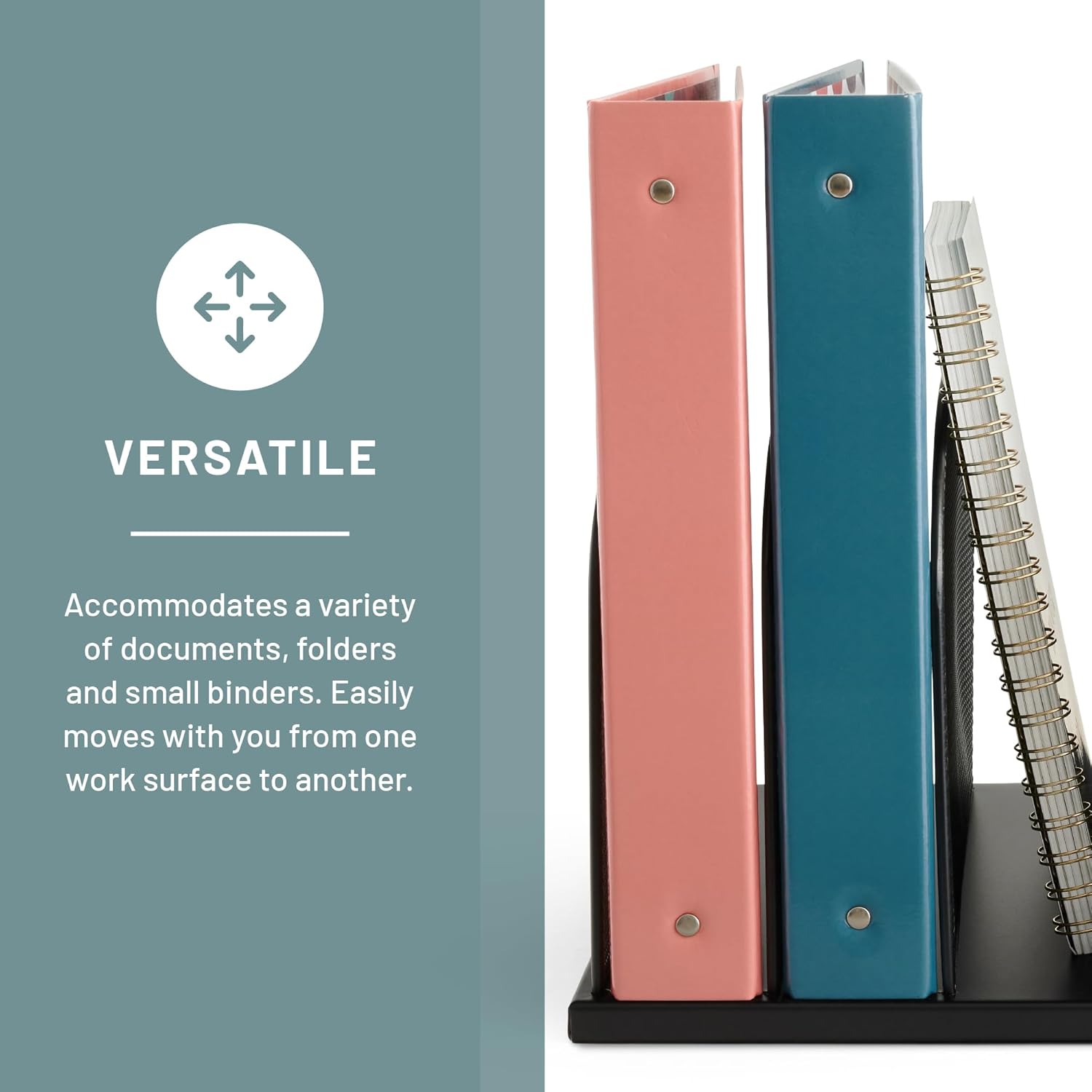 Safco Onyx Desk Organizer, 5 Tiered Vertical Compartments, Office and Classroom Mailbox , Paper and Mail Sorter, Steel Mesh