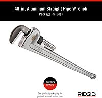 RIDGID 31115 Model 848 Aluminum Straight Pipe Wrench, 48-inch Plumbing Wrench