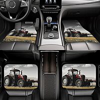 Tractor Agriculture Tranquil Printed Car Floor Mats Set of 4 Pieces | Floor Mats Protection for Cars Full Sets | Non-Slip