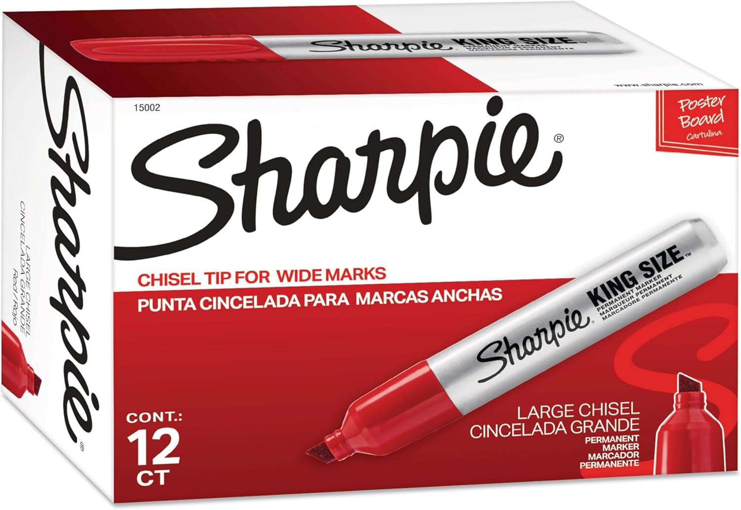 Sharpie Box of 12 Pro King Size Chisel Tip Permanent Markers 1 Count (Pack of 12)