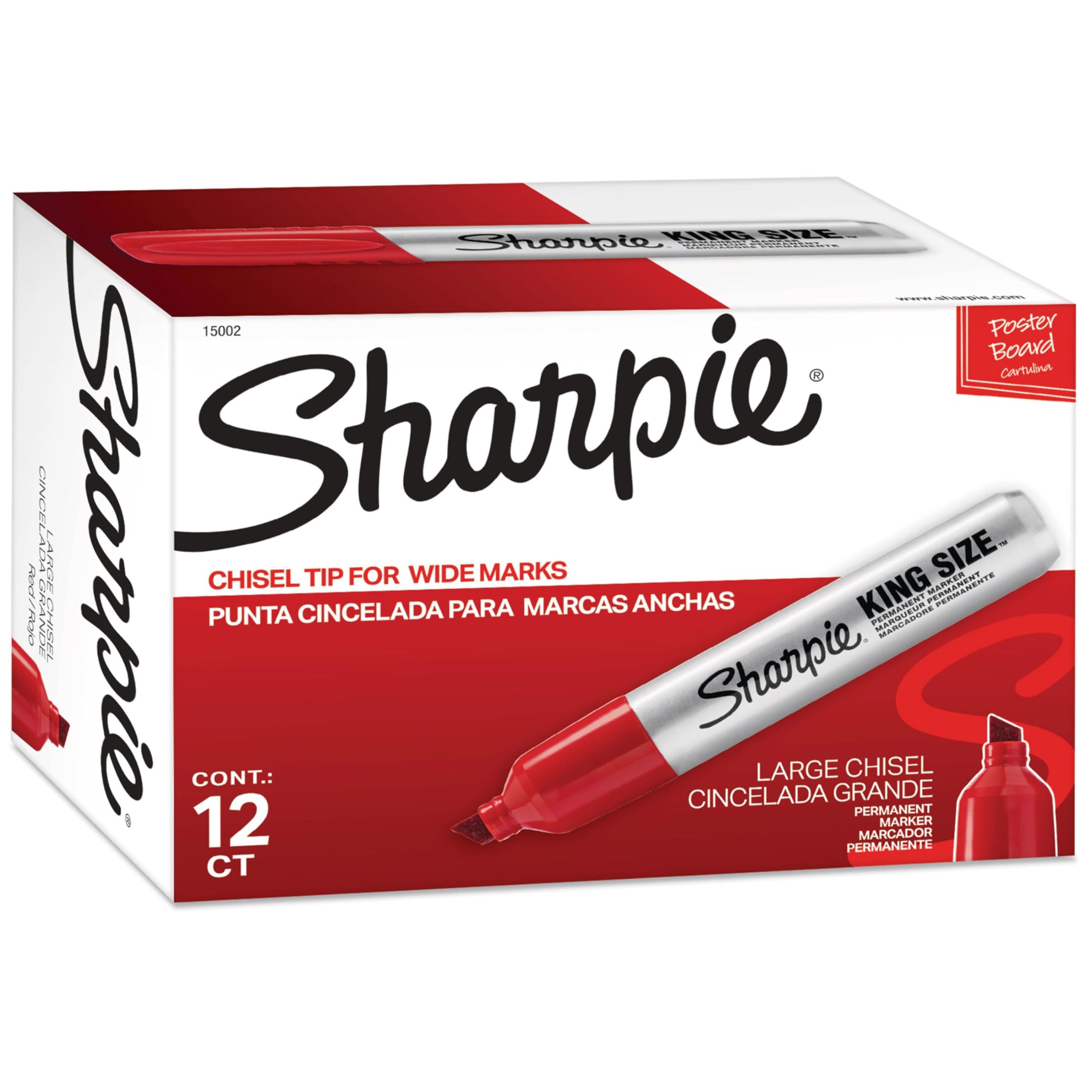 Sharpie Box of 12 Pro King Size Chisel Tip Permanent Markers 1 Count (Pack of 12)