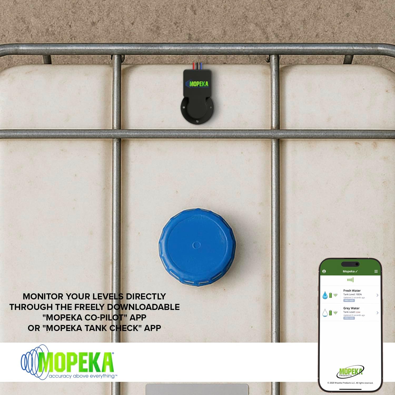 Mopeka Pro200 - Bluetooth & Wired Ultrasonic Sensor for Non-Pressurized Tanks