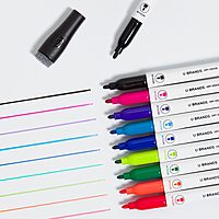 U Brands Low-Odor Dry-Erase Markers with Erasers, Medium (2mm) Point, Assorted Colors, Pack of 10