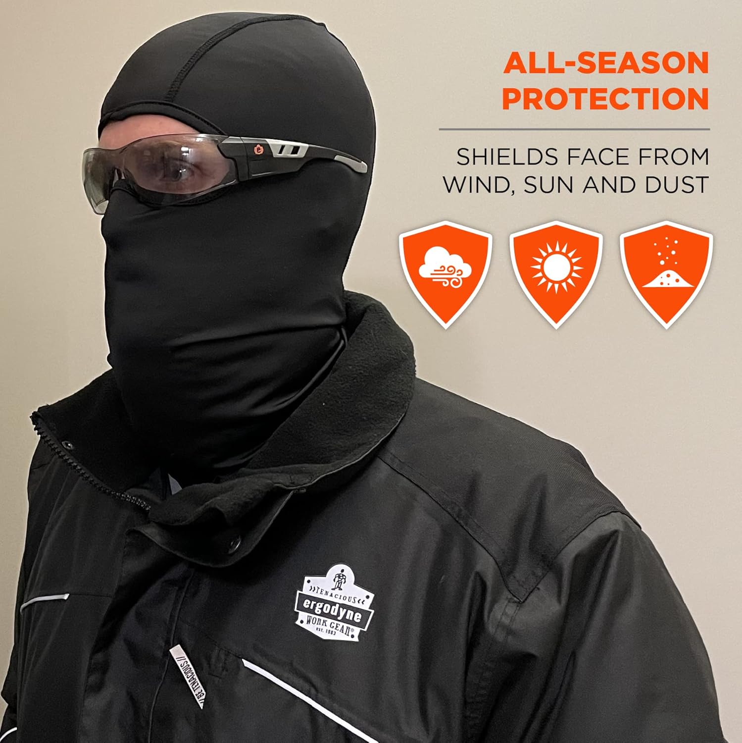 Ergodyne N-Ferno 6832 Spandex Balaclava Face Masks, One Size, Black, Pack Of 12 Masks