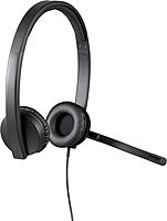 Logitech H570e Wired Headset, Stereo Headphones with Noise-Cancelling Microphone, USB, In-Line Controls with Mute Button, Indicator LED, PC/Mac/Laptop - Black UC Version Stereo, USB-A