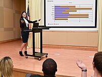 LUXOR PS3945 Adjustable-Height Presentation Workstation Black