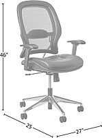 SPACE Seating Professional AirGrid Back and Eco Leather Seat and Trim, 2-to-1 Synchro Tilt Control, Adjustable Arms and Lumbar, Polished Aluminum Base Managers Chair, Black