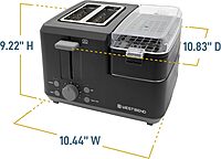 West Bend Breakfast Station 2-Slice Toaster and Egg Cooker/Poacher with Removable Pre-Cooked Meat and Vegetable Warming Tray for Perfect Breakfast Sandwiches, 1200-Watts, Black