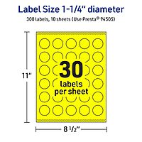 Avery Printable Round Labels, Sure Feed Technology, 1-1/4" Diameter, Neon Yellow Labels, Print-to-The-Edge, Laser/Inkjet