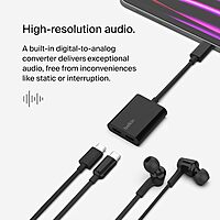 Belkin RockStar USB-C Audio + Charge Adapter, Headphone Adapter w/ USB-C 60W Power Delivery Fast Charging for iPhone