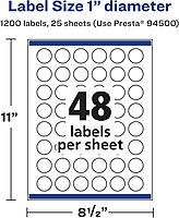 Avery Matte White Round Labels, Sure Feed Technology, 1" Diameter, Printable