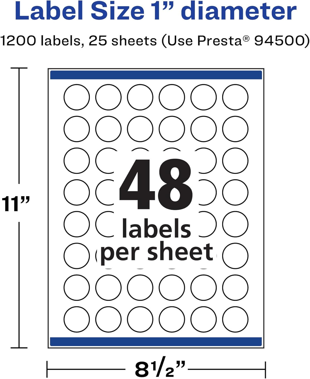 Avery Matte White Round Labels, Sure Feed Technology, 1" Diameter, Printable
