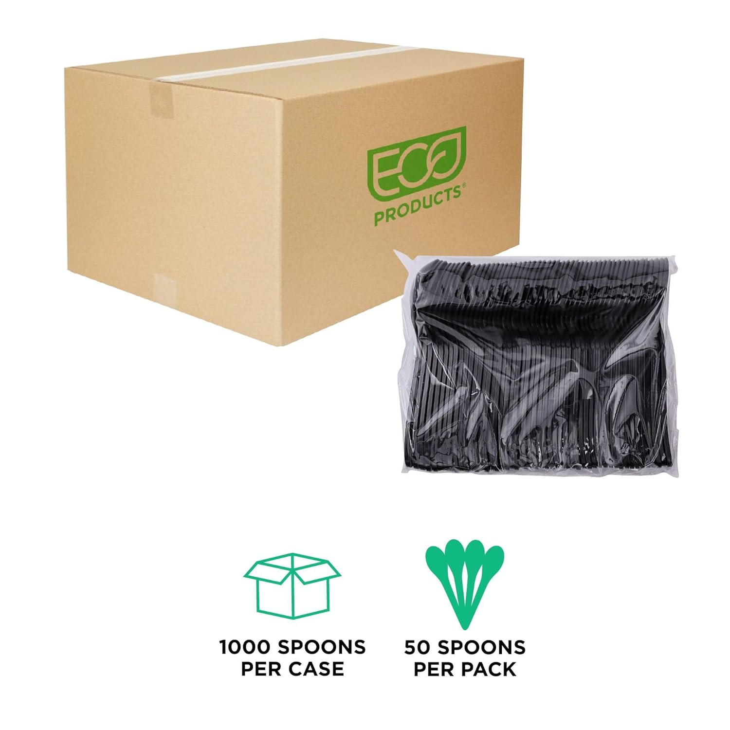 Eco-Products 6" Recycled Plastic Cutlery and Utensils, 100% Post-Consumer Recycled Polystyrene